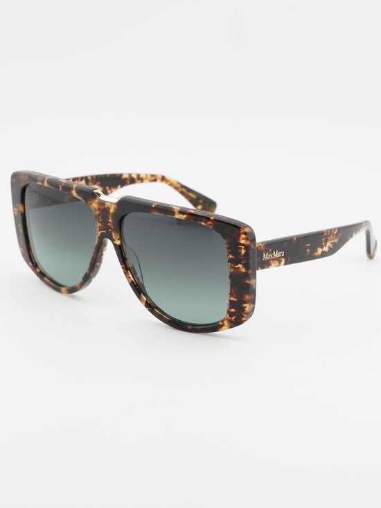 Max Mara SPARK1 MM0075 52P Sunglasses Havana Shield Frame, Green Lenses